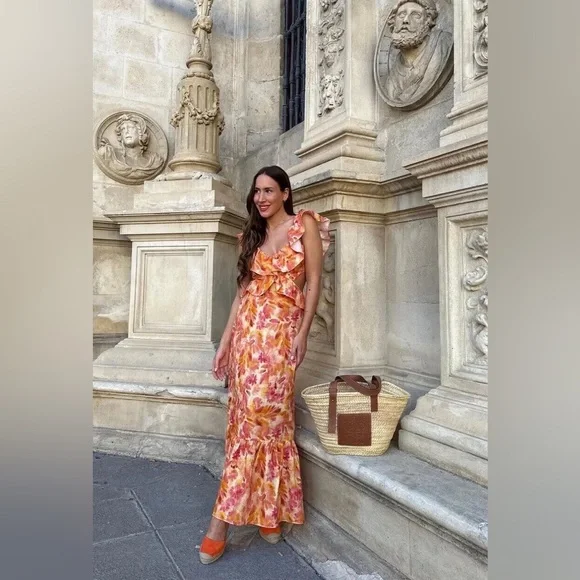 Zara Linen Ruffled Midi Dress‎ - Picture 15 of 17